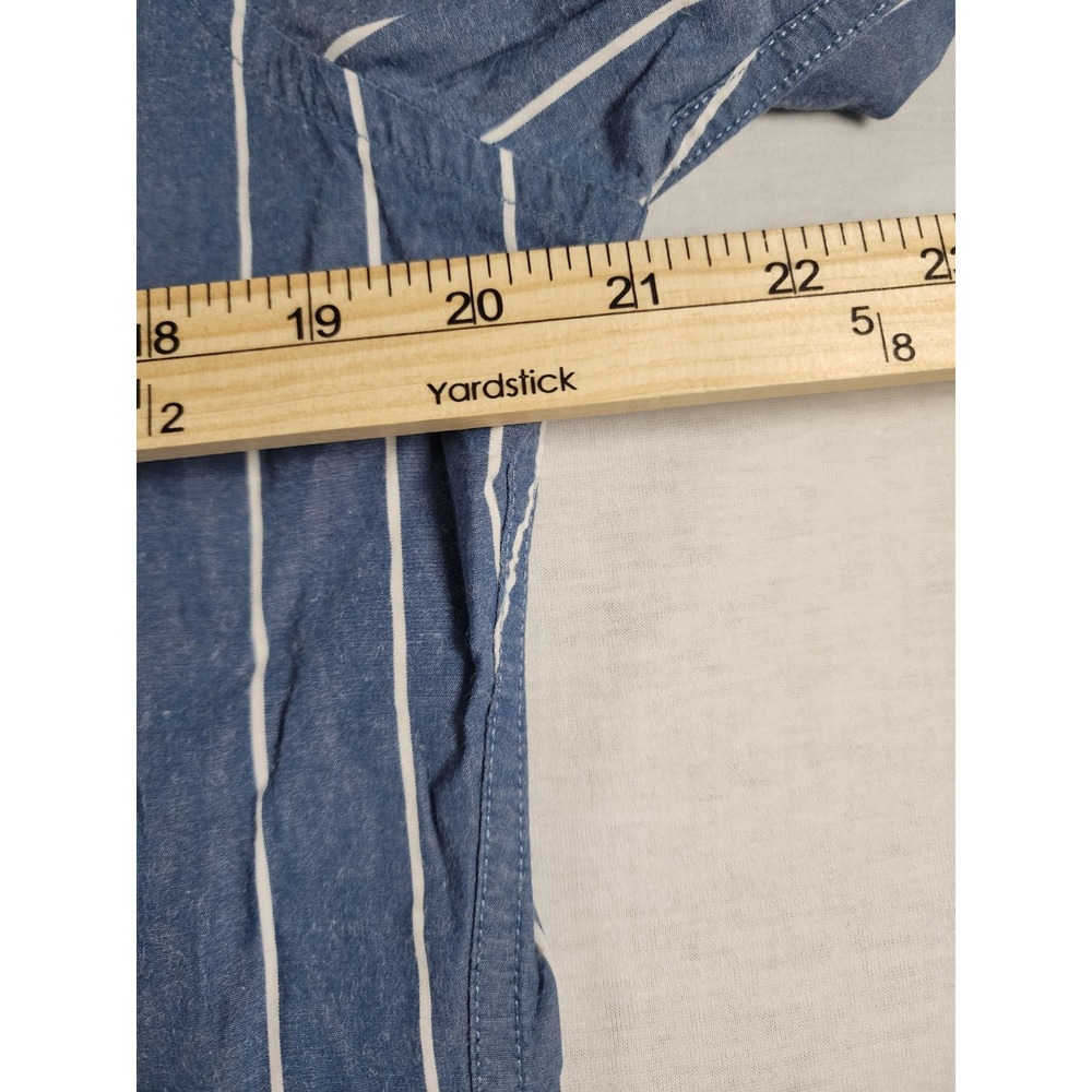 Hollister California Y2k Mens Blue‎ White Stripe Button Up Long Sleeve Shirt Med - Picture 4 of 10